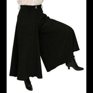Black Riding Pants Wide Leg Split Skirt Edwardian